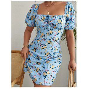 SHEIN Mini Puff Sleeve Blue Dress Large 3/$30